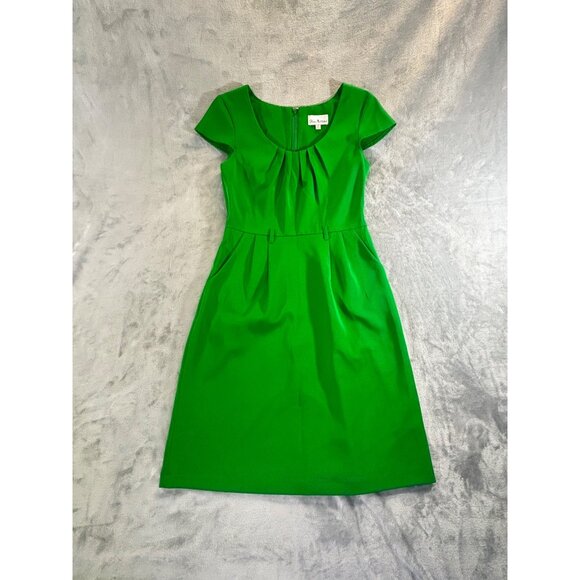 Olivia Matthews Dress Women's 4P Green cocktail dress w/cap sleeve missing Belt - Picture 2 of 12